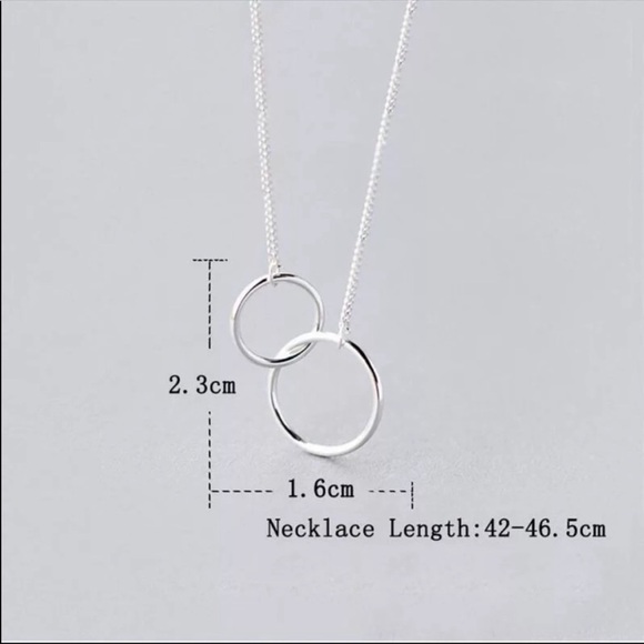 925 STERLING SILVER DOUBLE CIRCLE NECKLACE, NICE NECKLACE, CUTE NECKLACE - Picture 5 of 6